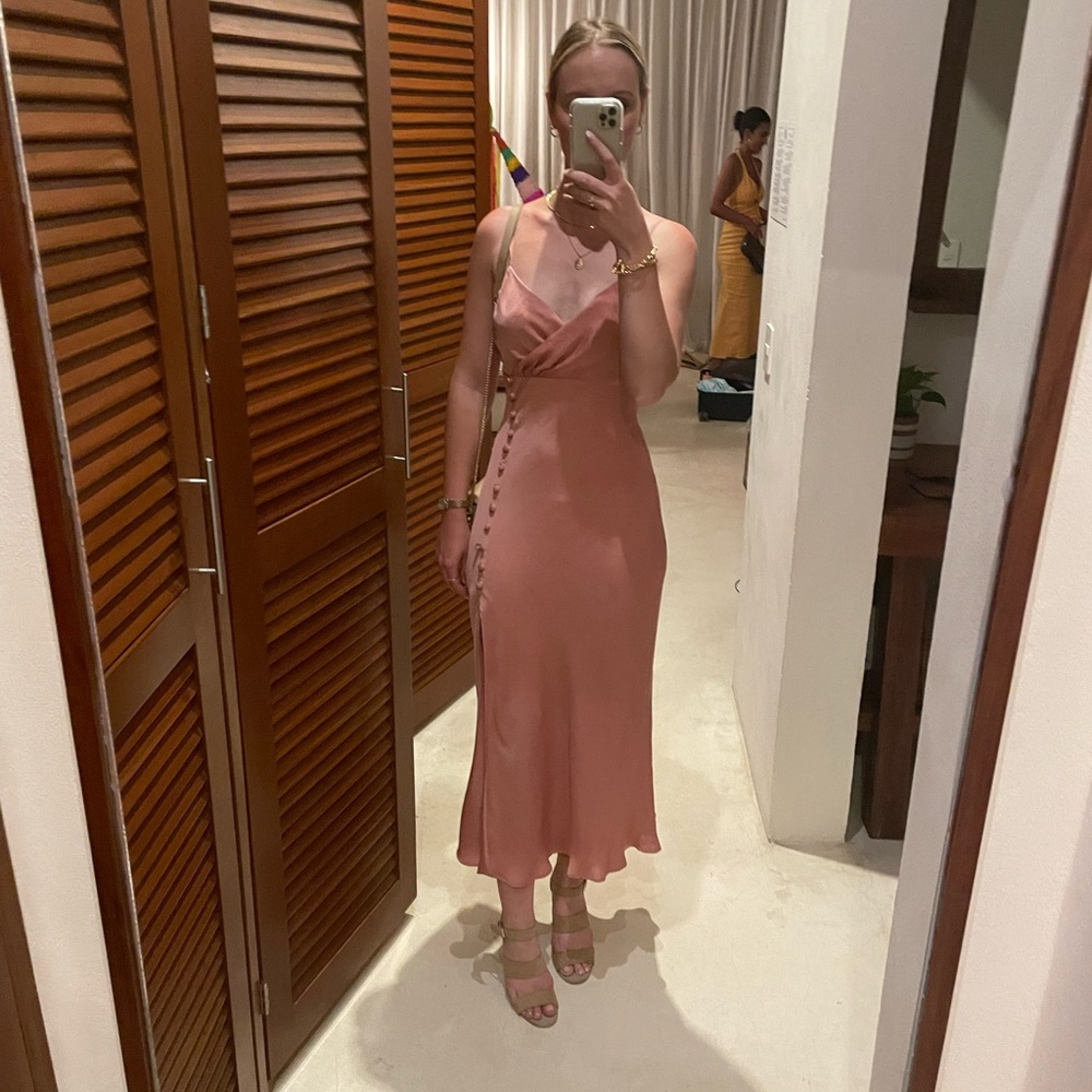 Zara Pink Midi Slip Dress